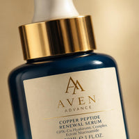 Aven Advance gold monogram label detail